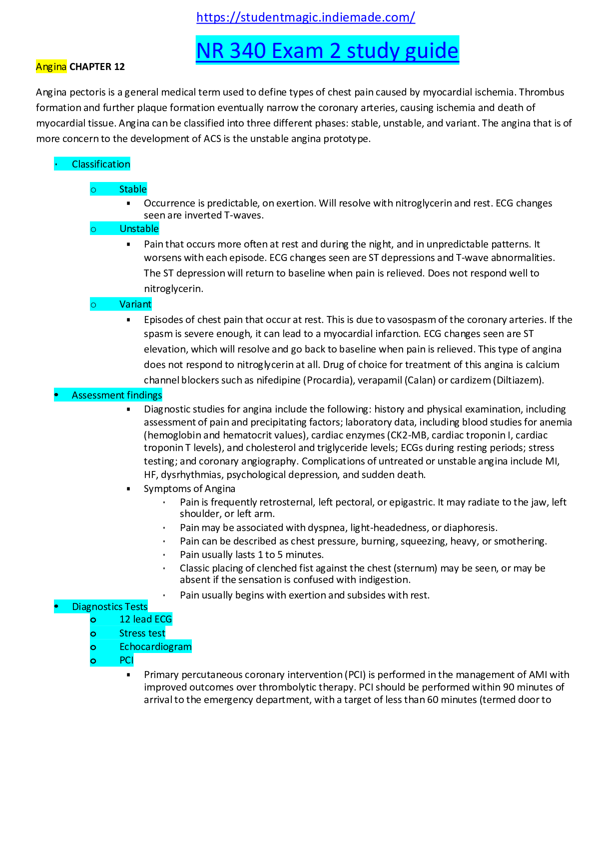 Preview image of NR 340 Exam 2 study guide  LATEST UPDATE document